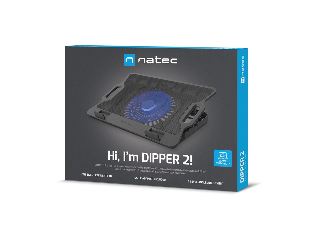 Natec Laptop Cooling Stand 12.1-17.3 With Fan/LED/2xUSB DIPPER 2