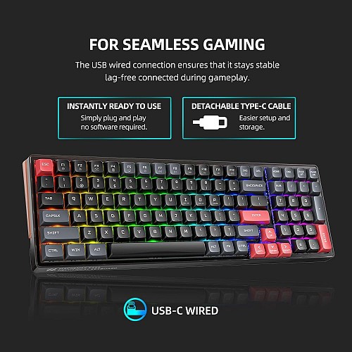 Machenike K500-B87 White/Blue Wired Gaming Keyboard 87 Blue Switch Keys (copy)