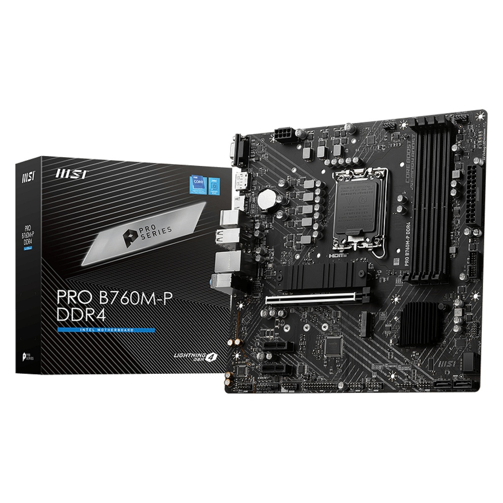 MSI Motherboard PRO B760M-P DDR4 - Micro ATX - Socket Intel 1700 - Intel B760 · 7E02-001R