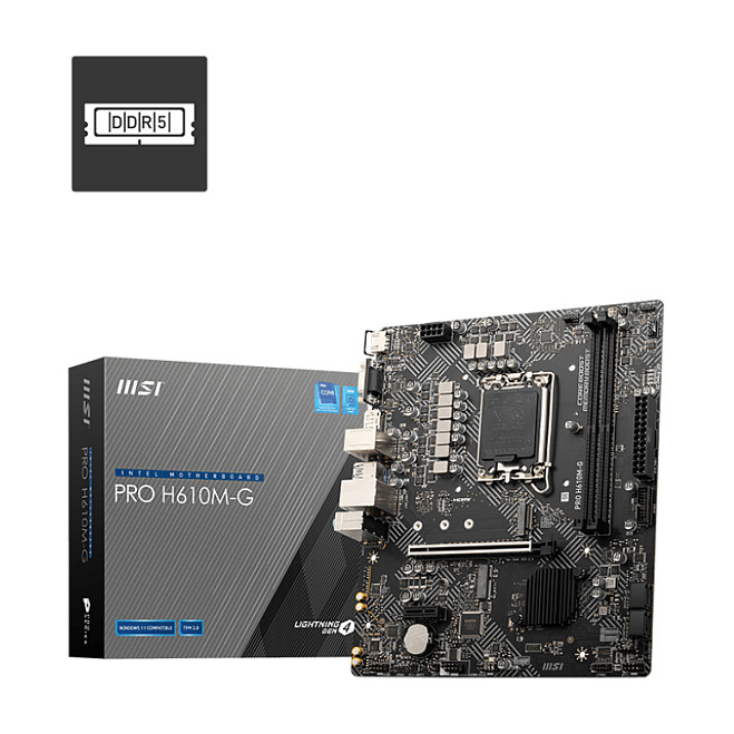 MSI Motherboard PRO H610M-G DDR5 - Micro ATX - LGA 1700 - Intel H610 · 7D46-075R