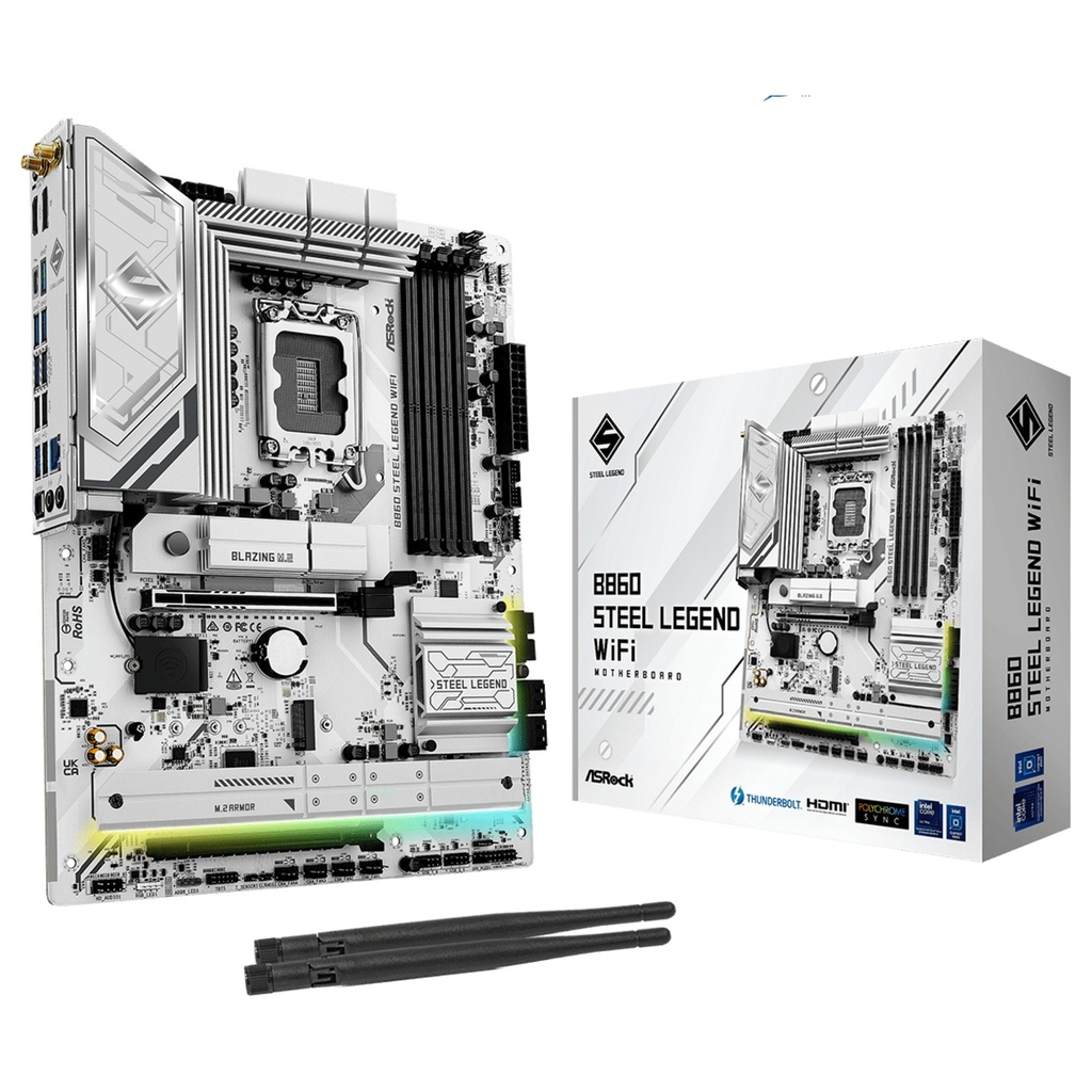 ASROCK B860 STEEL LEGEND WIFI - motherboard - ATX - LGA1851 Socket - B860 · 90-MXBR30-A0UAYZ
