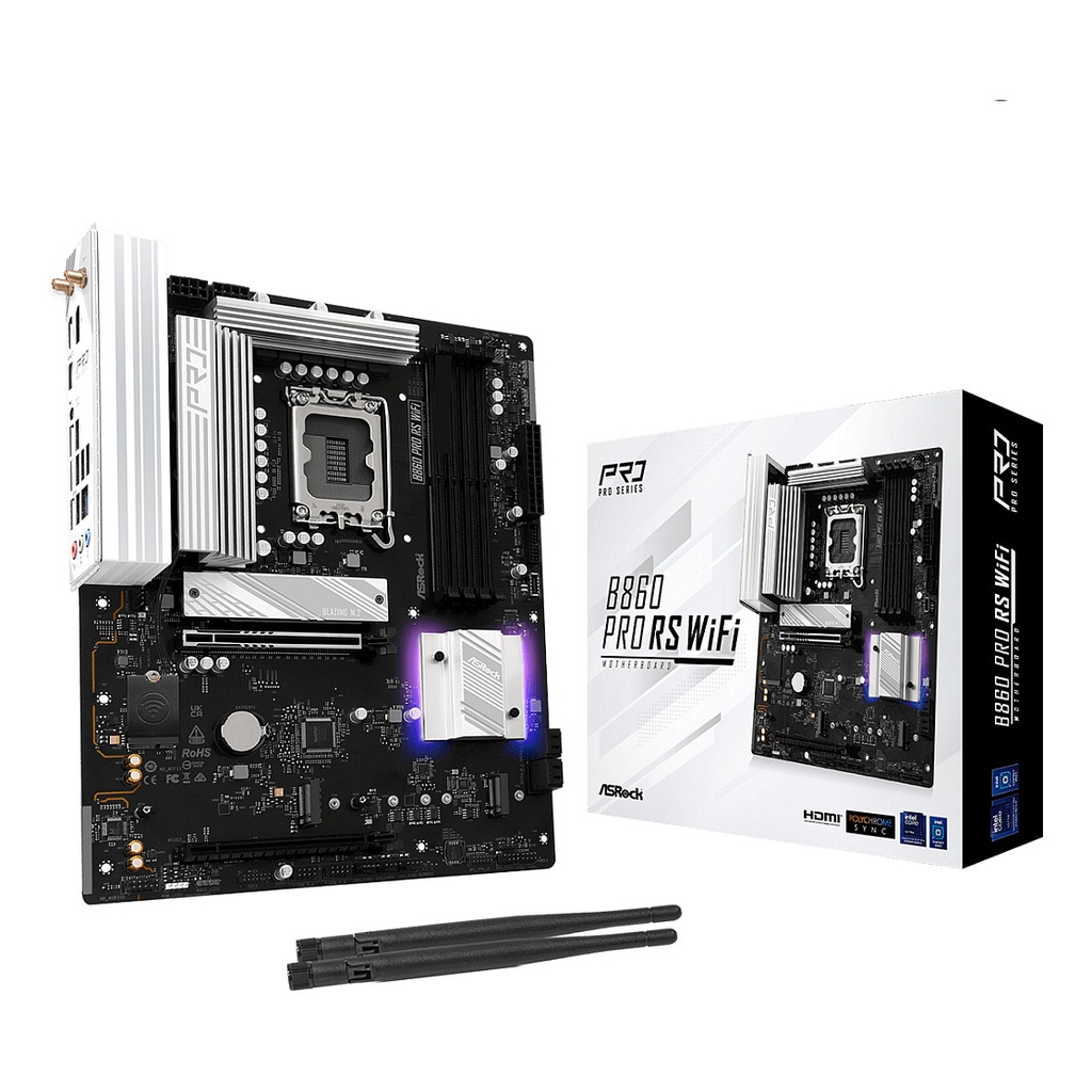 ASROCK B860 Pro RS WiFi - motherboard - ATX - LGA1851 Socket - B860 · 90-MXBRK0-A0UAYZ