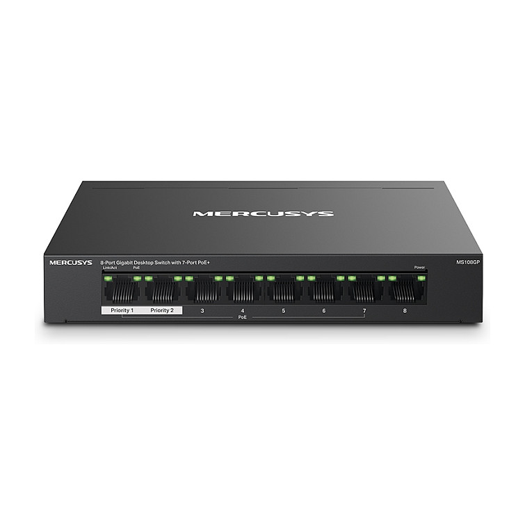 8-Port Gigabit Switch with 7-Port PoE+ · MS108GP