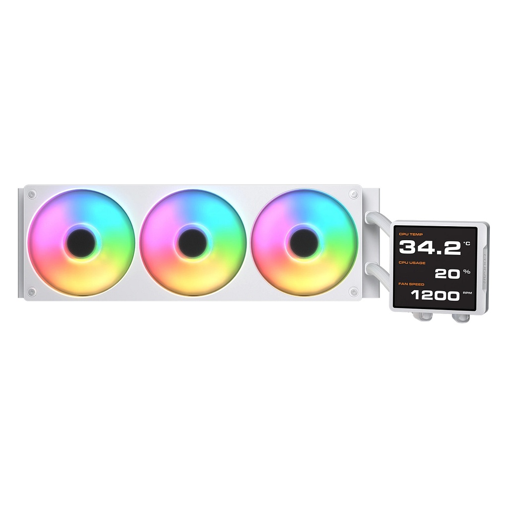 K COUGAR CPU Water Cooling Poseidon Vistek Pro 360,ARGB,White