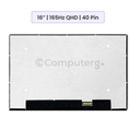 Laptop Screen Panel 16.0-Inch - 165Hz WQXGA - 40 Pin